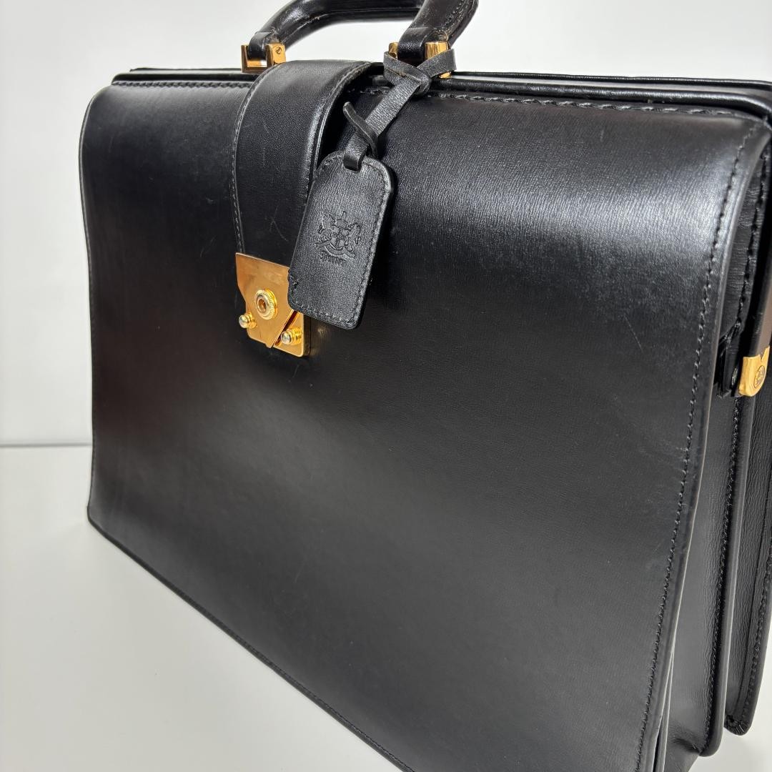Authentic Yoshida Kaban PORTER Dulles Leather Bag Black 46.5cm x 34cm x 15cm Dam
