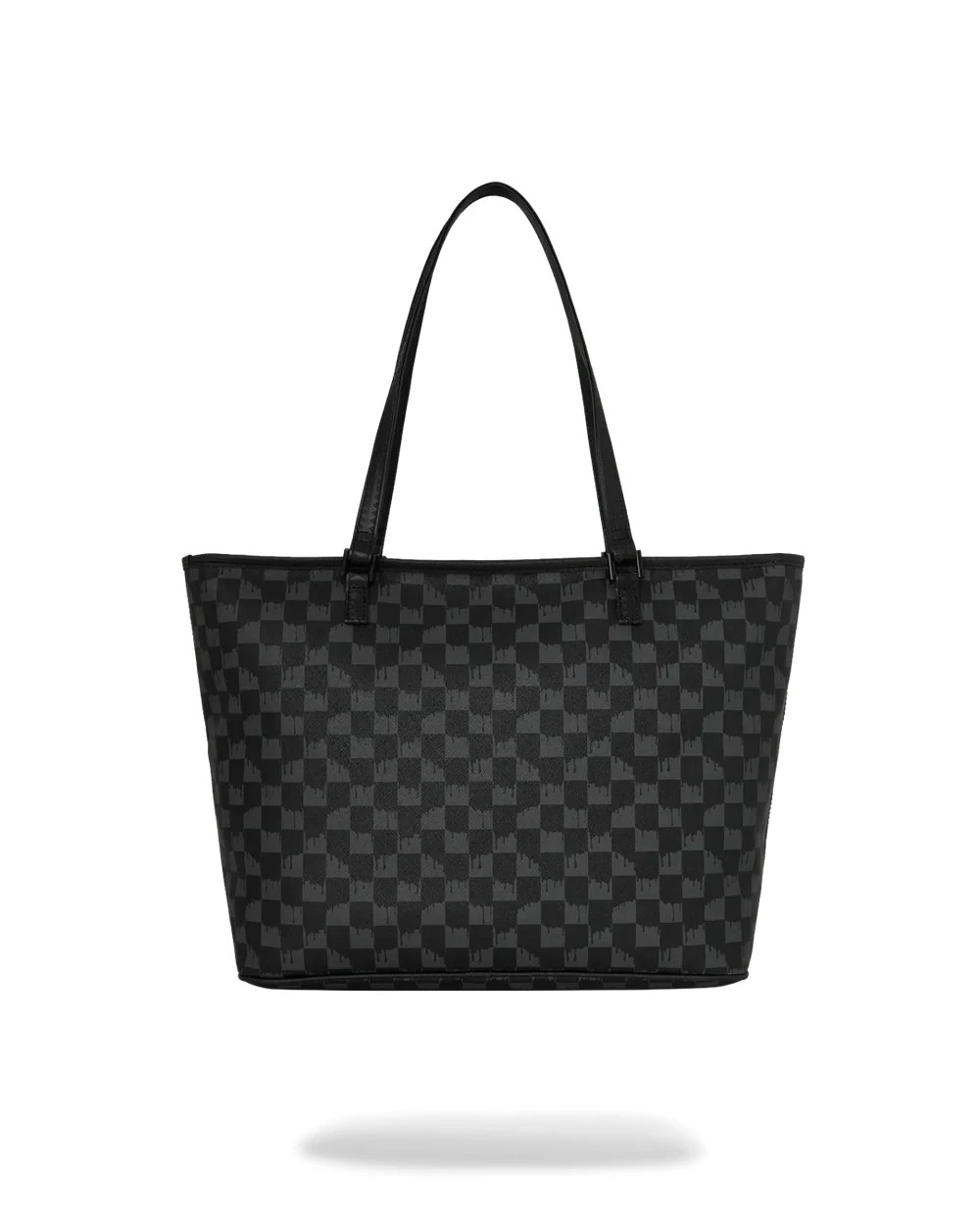 Sprayground Black And White Drip Check Shark Tote T9346