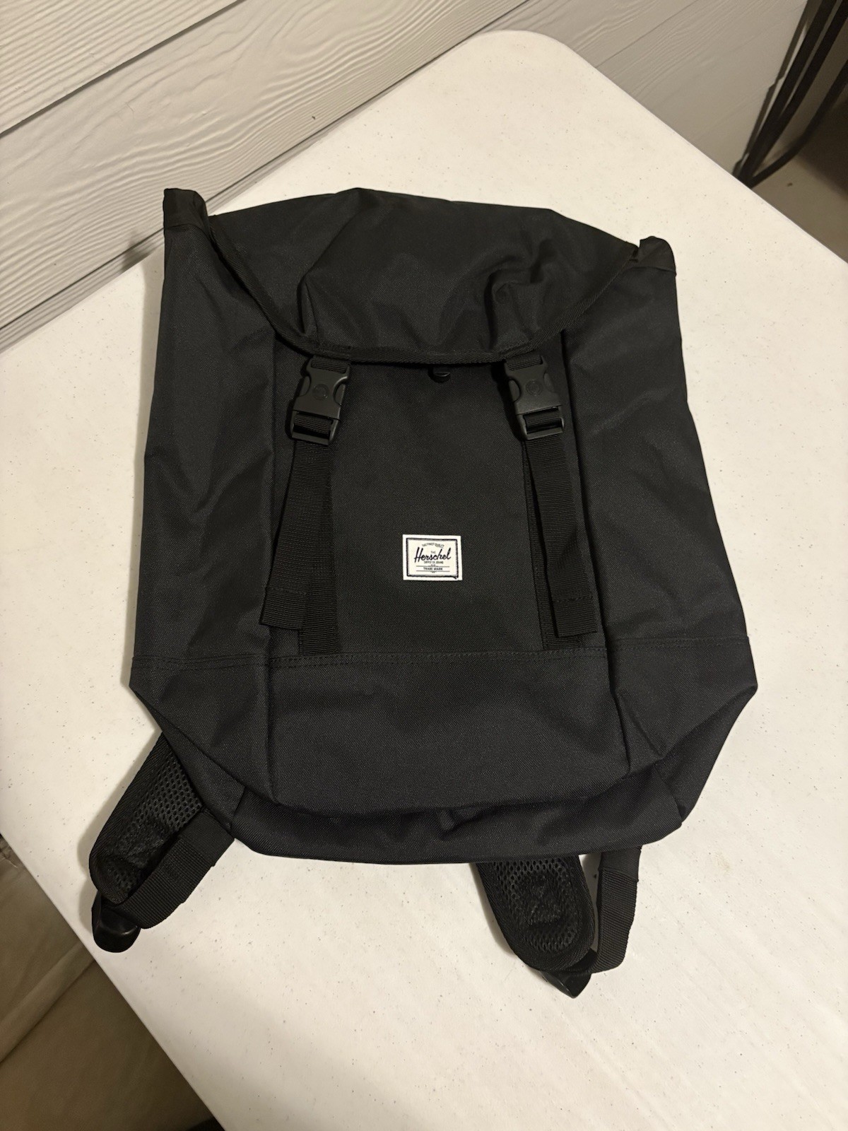 Herschel Retreat Backpack Black Roll Top Laptop Bag School Travel Daypack NWT