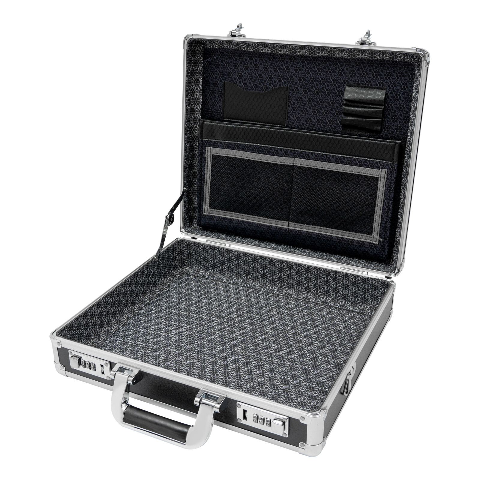 Aluminum Hard Case Big Capacity with Combination Lock Briefcase with Pocket New