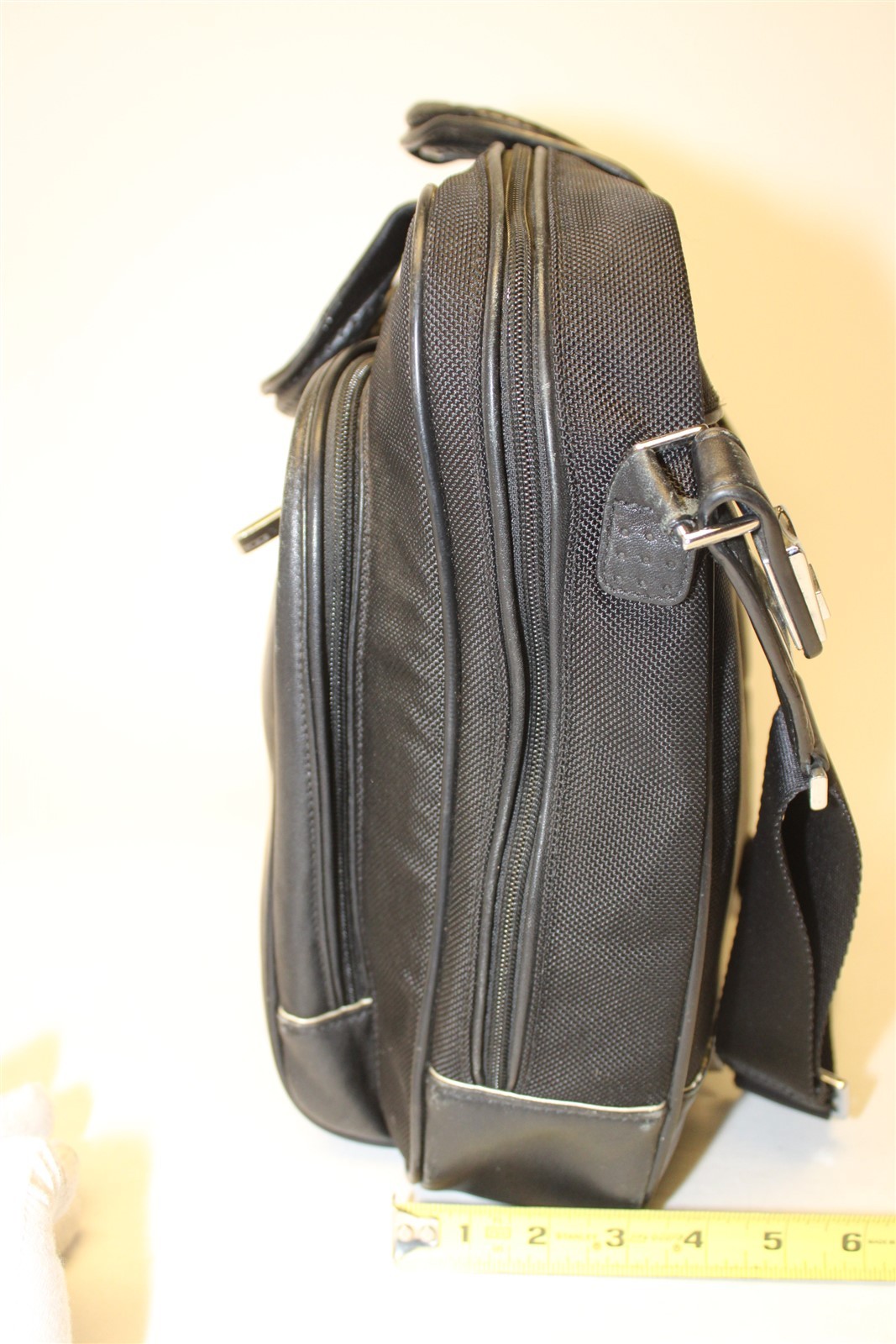 Tumi x Supermicro Alpha Ballistic Black Canvas Leather Travel Messenger Bag