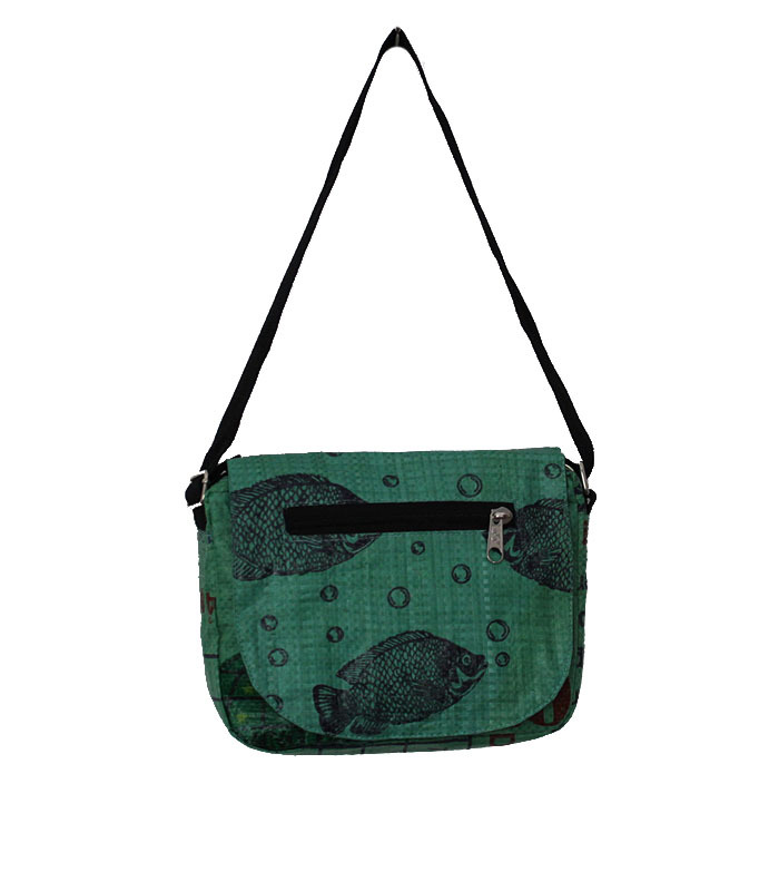 Recycled Fish Feed Shoulder Bag Handmade in Cambodia Fair Trade