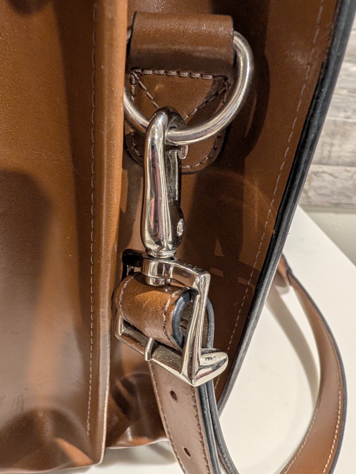 Jack Georges Elements Leather Briefcase Top Zip Double Gusset Cognac 4202