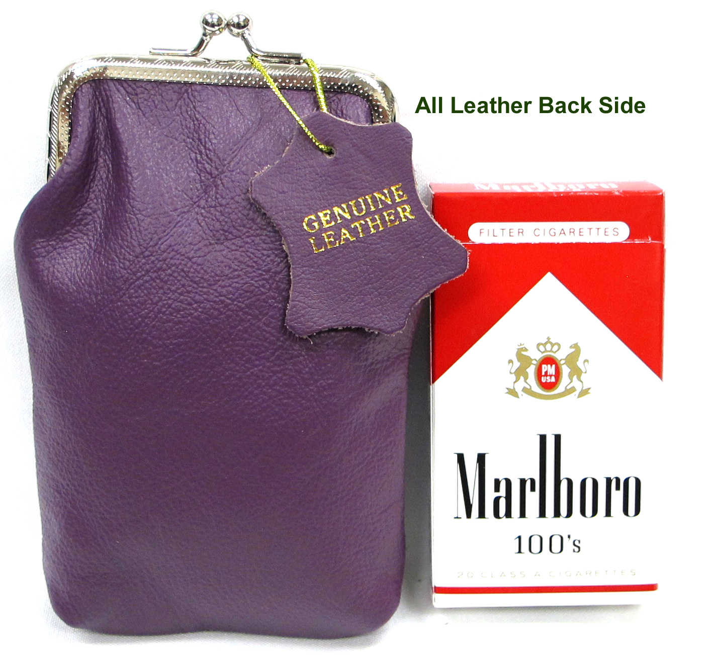 2pc 2 Size Soft Leather Cigarette Case Purple 100s+120s Black Brown HotPink Red