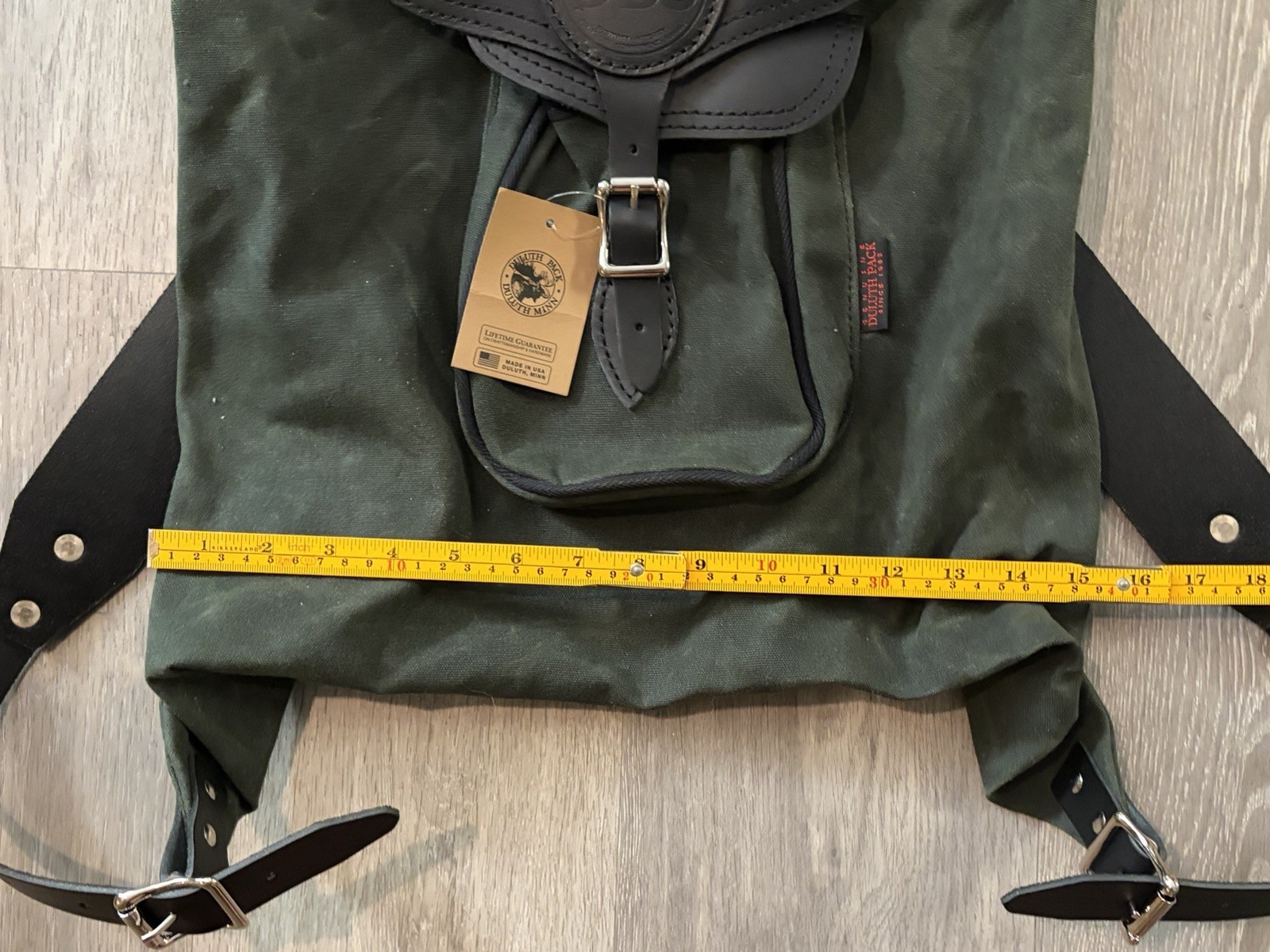 Duluth Pack Classic Rucksack, Waxed Olive Drab / Black Leather. DBS Corp Swag