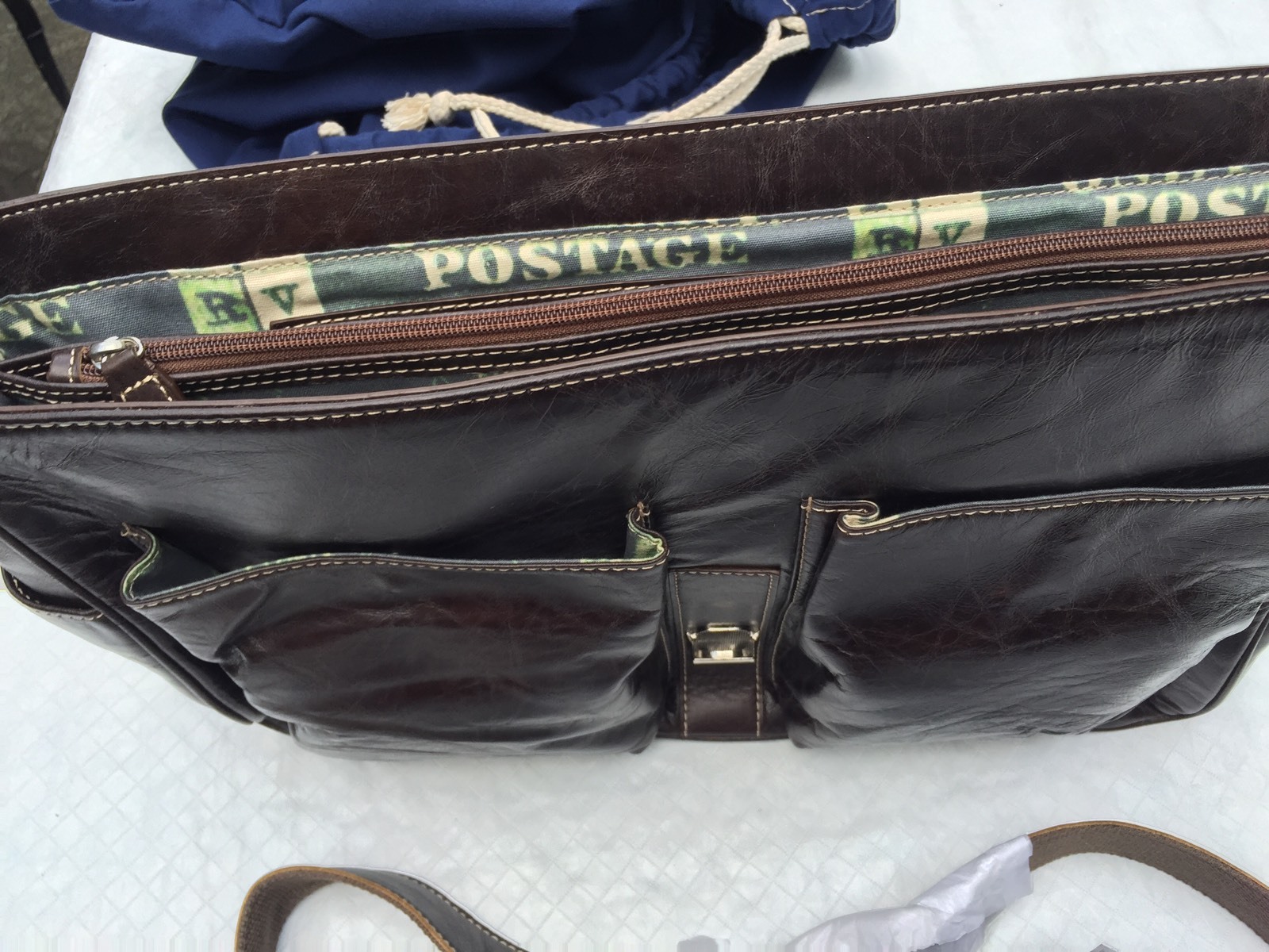 NEW**Argentinian Brown Calf Leather**HALO***Large Briefcase/ Attache*****$1450