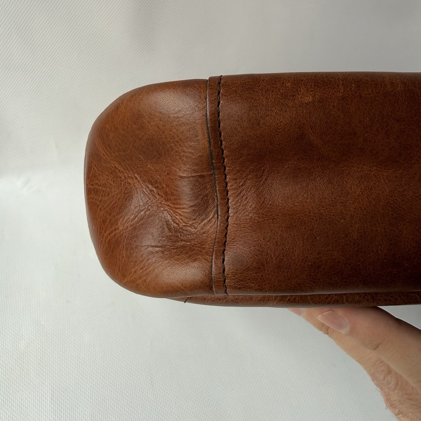 Tecovas Men’s Bartlett Messenger Cognac Brown Cowhide Handmade Leather Bag
