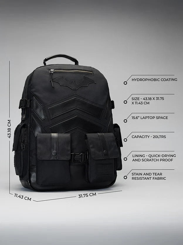 Batman Stealth Black Backpack Utility Gear Bag Limited Edition Travel/Laptop Bag