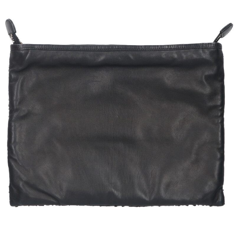 Chrome Hearts Dagger Up Leather Clutch Bag Black x Sier318052SJ02bb415 B r51_052