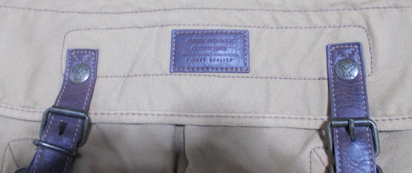 American Eagle Outfitters Finest Quality Khaki Canvas Messenger Bag NWOT