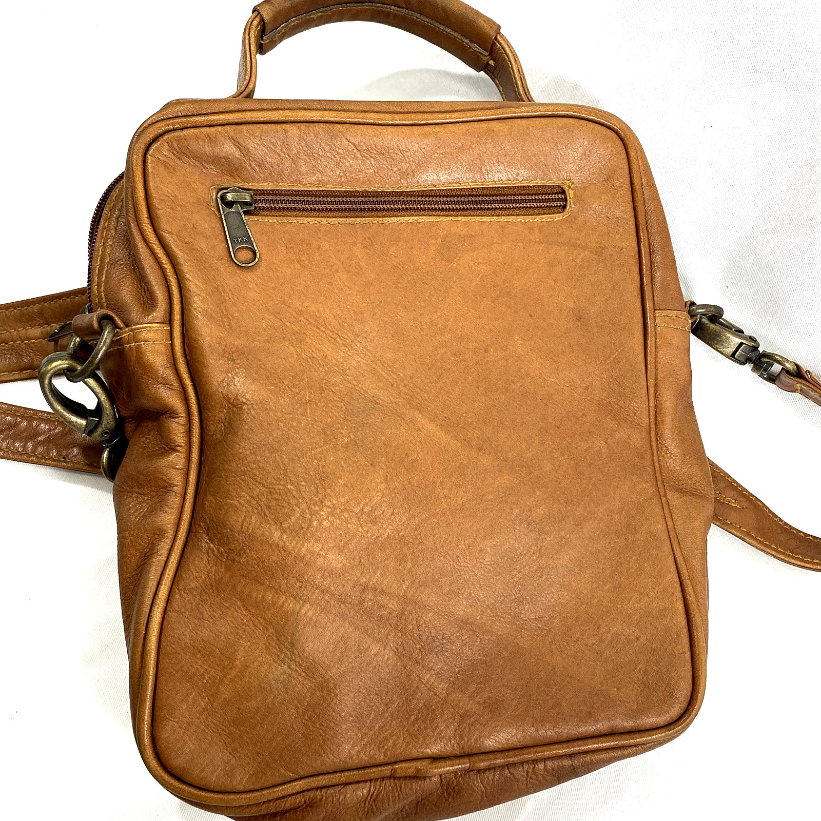 Made In Columbia Brown Leather Bag Unisex Practical Shoulder Strap Top Handle