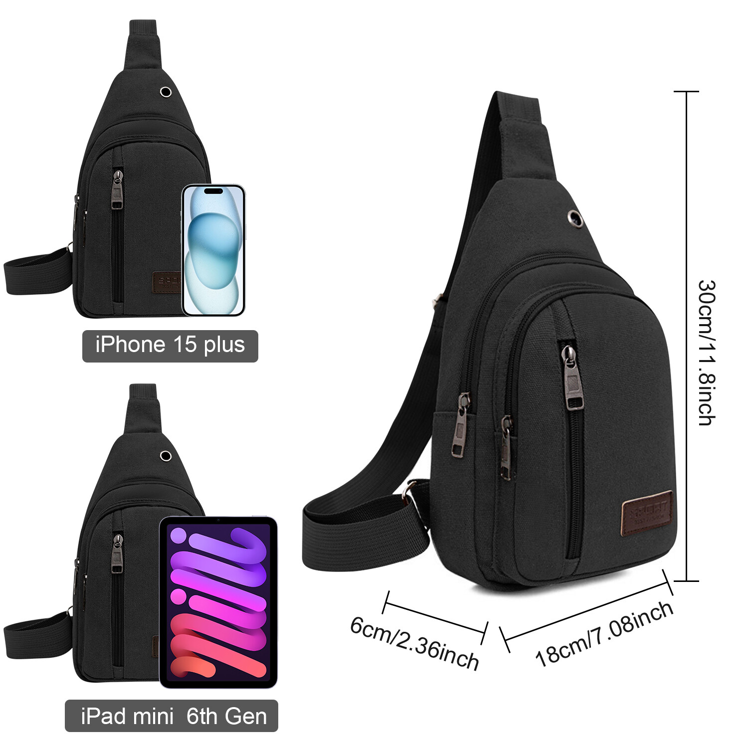Anti Theft Small Sling Bag with HEADPHONE HOLE for Travel Sports Running Hiking