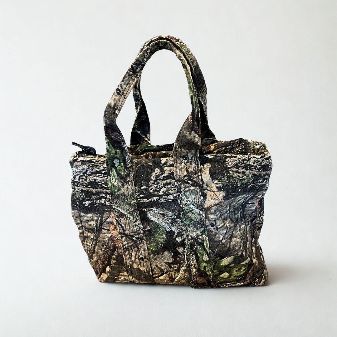 Handmade Upscaled Zipper Tote — Mossy Oak tarp X 5.11 cargo pants inside pockets