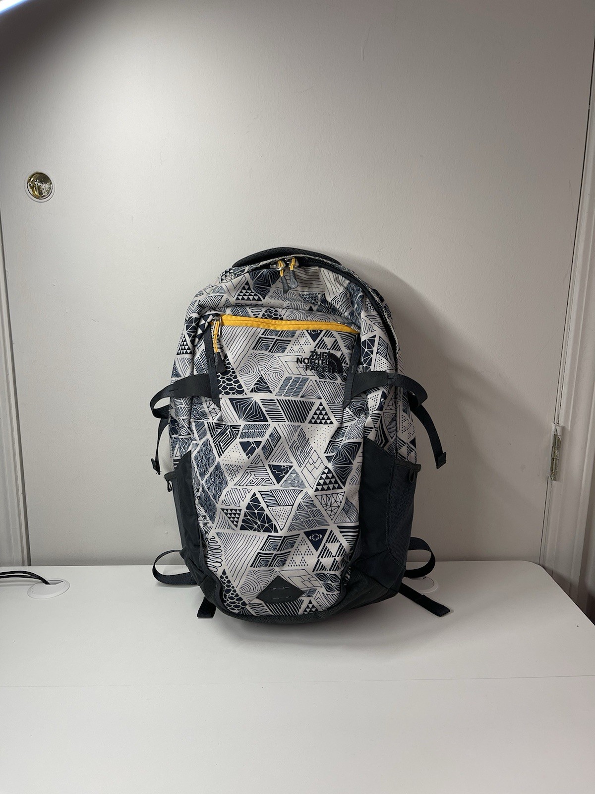 The North Face TNF Backpack Bag Trickonometry All Over Print Excellent Cond