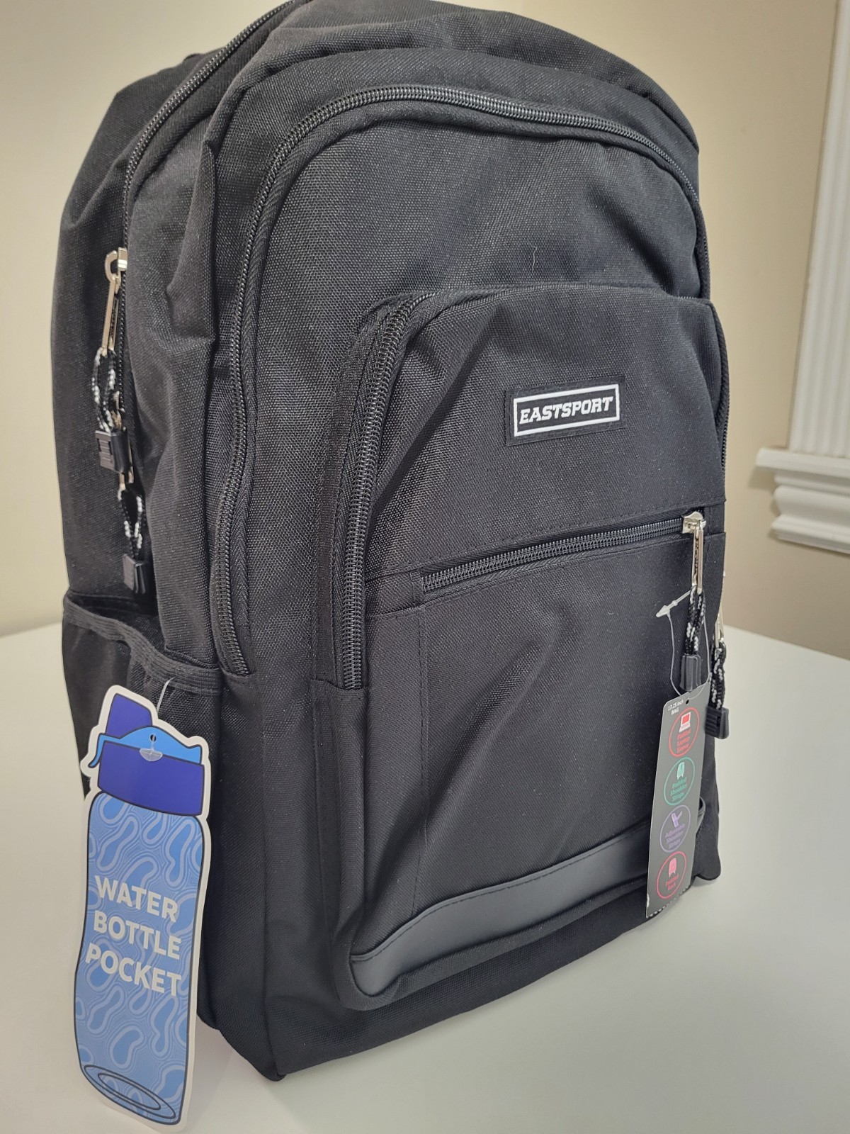 NWT Eastsport Unisex Essential 17.5 Inch Backpack Black W/Padded Laptop sleeve