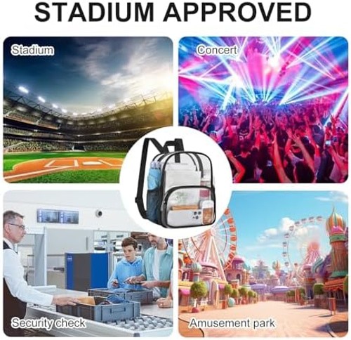 USPECLARE Clear Backpack for Stadium Events Small Clear Backpack 11.5×9.5×6 f…