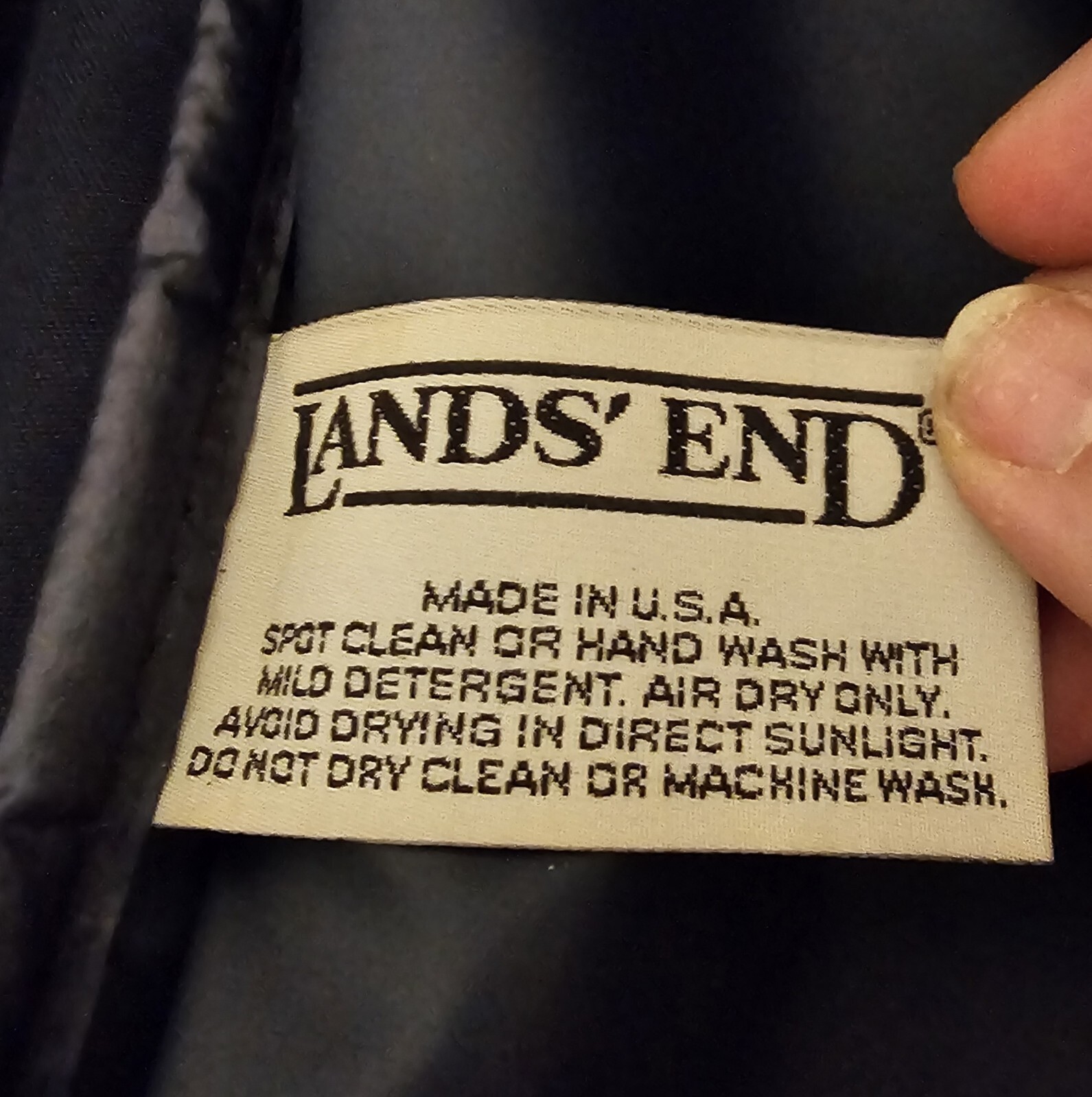 Vintage Lands End Lighthouse Nylon Zip Around Work Bag Blue Made In USA EUC