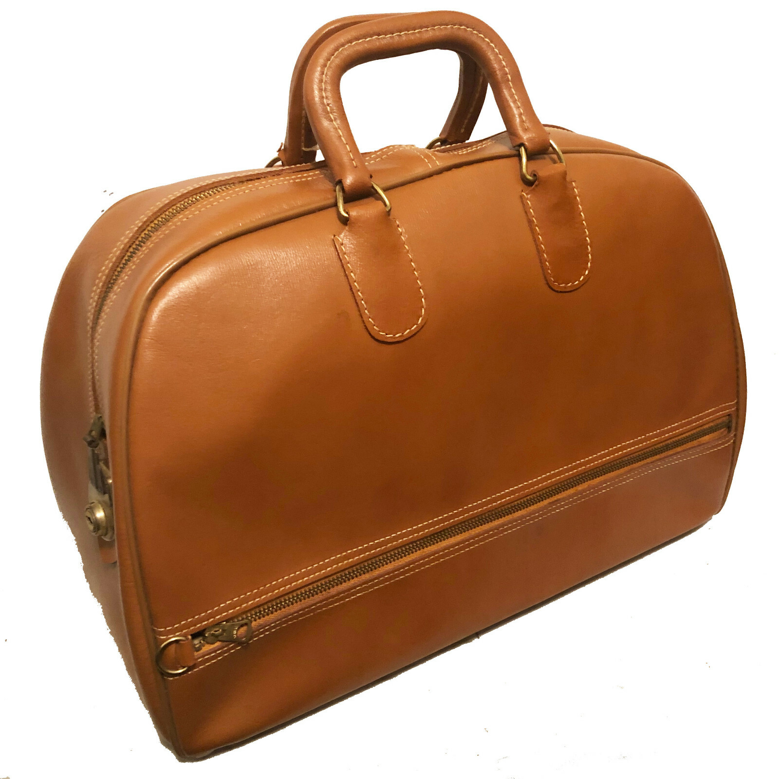 Vintage Split Cowhide Double Handle Travel Bag – 1960’s
