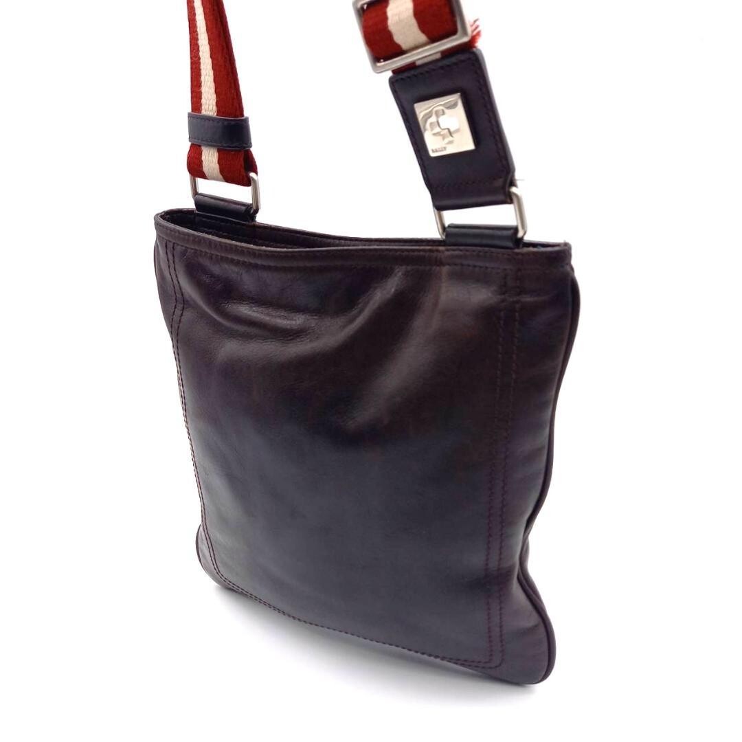 Bally Trainspotting Leather Crossbody Bag Brown Shoulder Strap Men 27cm 25cm