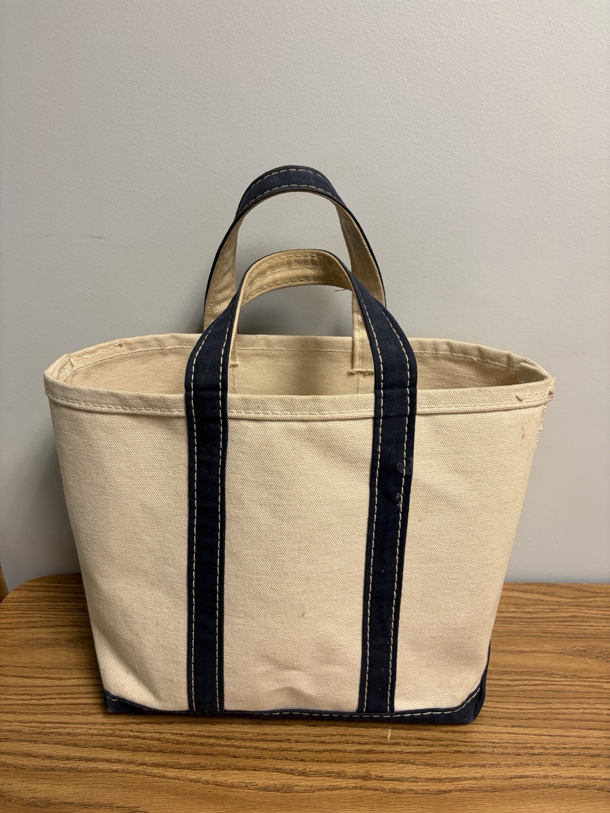 Vintage 1980s LL Bean Boat And Tote Bag Navy Blue Size Medium Freeport Maine