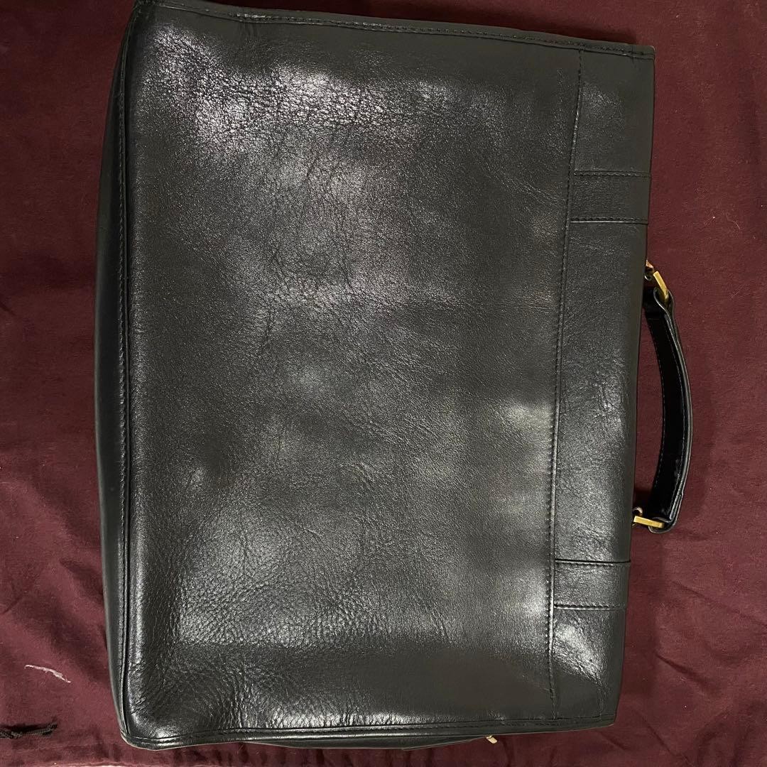 Mulberry Black Leather Briefcase Document Bag Business for Men Auth From Japan