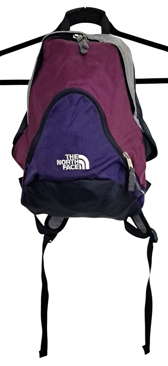 The North Face Backpack Unisex Small Purple Grey Black Daypack Colorblock Zip