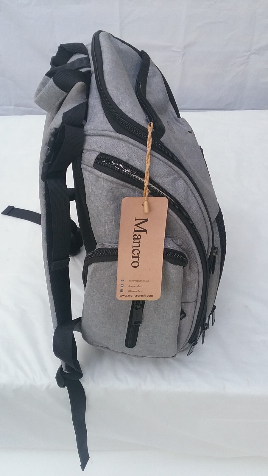 Mancro Backpack Gray Business, Travel, College, School, Bookbag Unisex