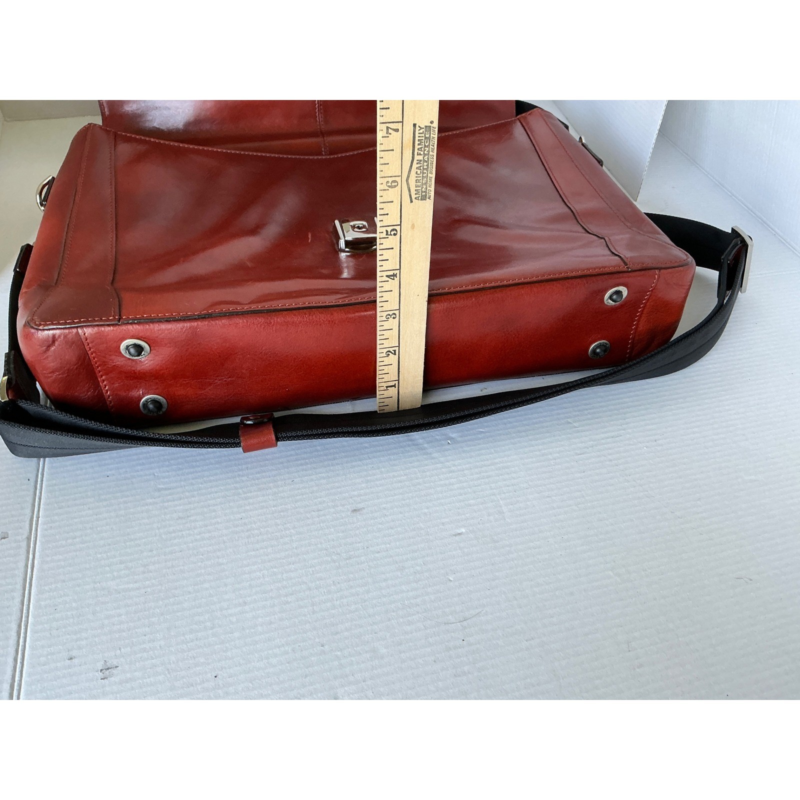 Bosca Leather Messenger Bag Amber Briefcase Laptop Crossbody Professional