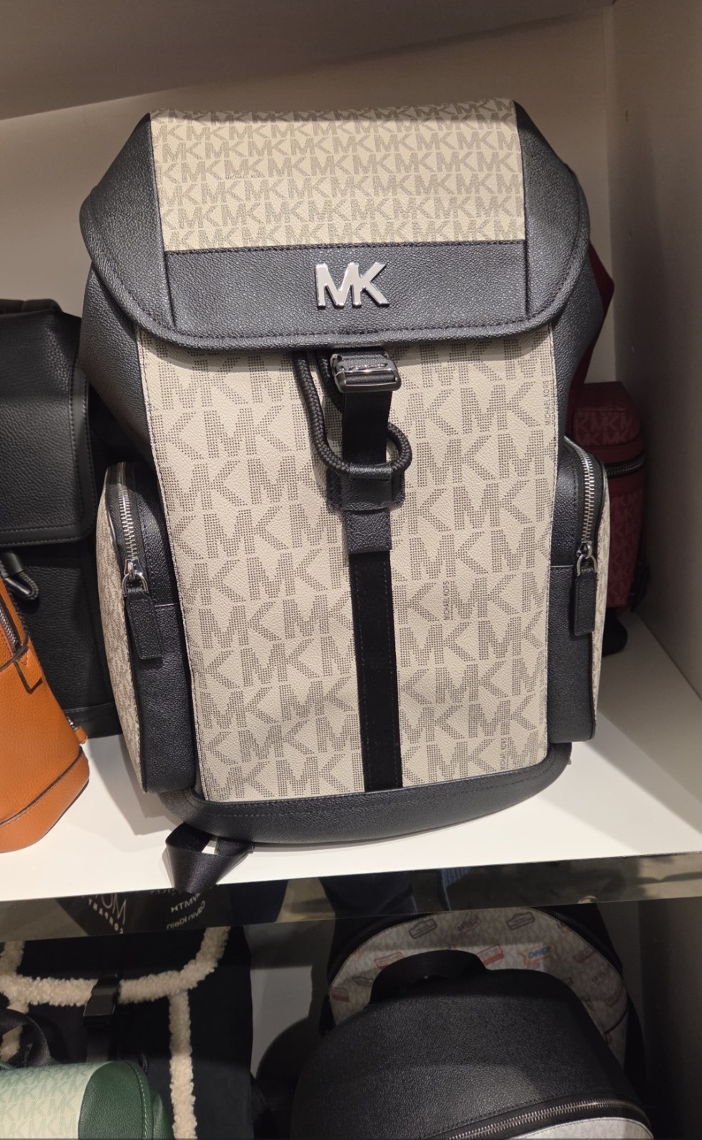 Michael Kors Cooper Medium Signature Logo City Backpack PG/BLK/MULTI
