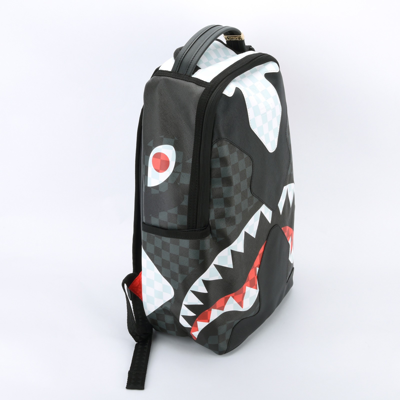 Sprayground Shark Triple Decker Heir To The Throne Backpack Unisex Plaid Black