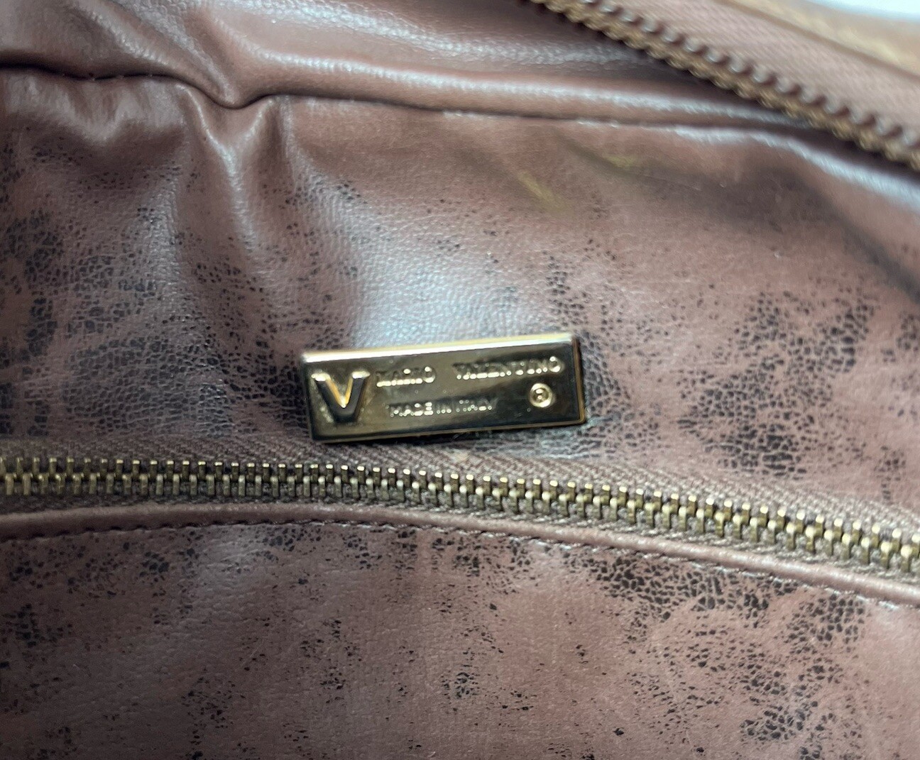Authentic Mario Valentino Shoulder Bag Brown PVC Leather
