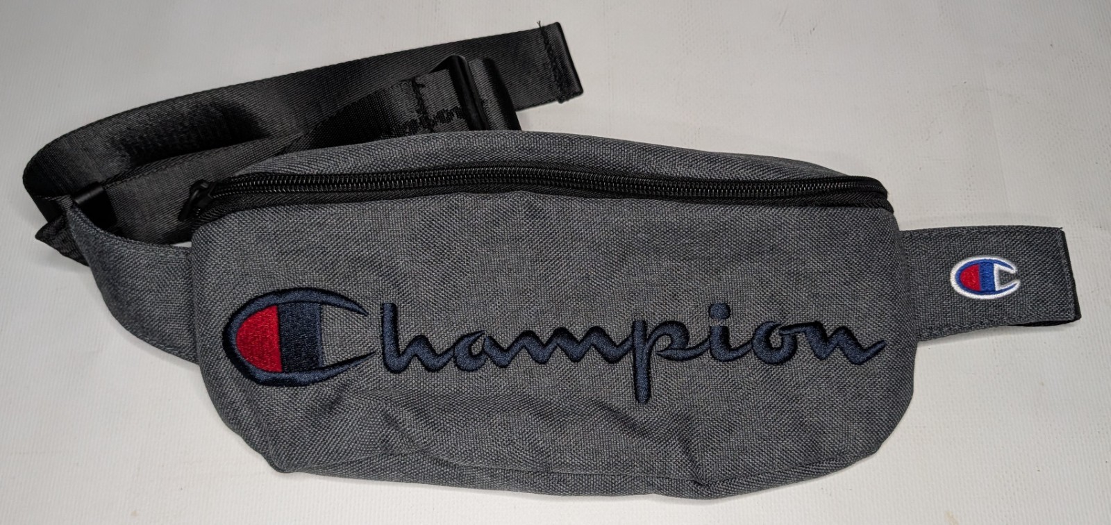 Champion Sling Bag Fanny Pack Crossbody Embroidered 11″ x 6″ Gray Canvas