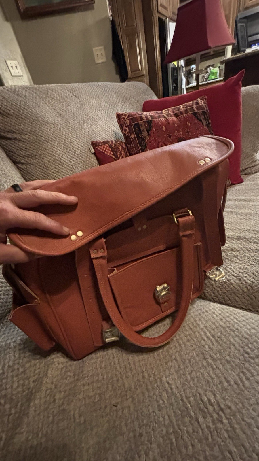 MaheTri Genuine Leather Briefcase Messenger Bag 16” Brown NEW Buffalo Leather