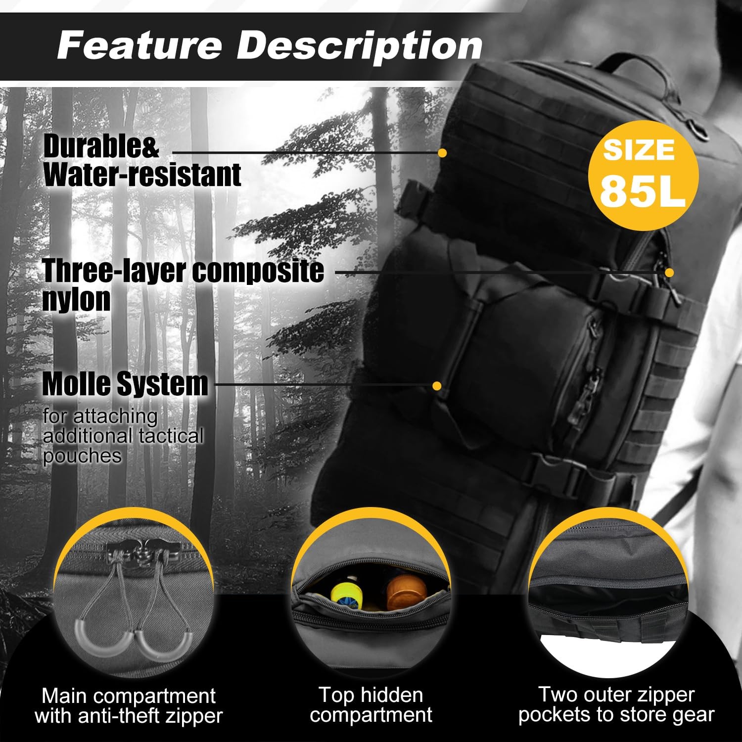 3 In 1 Military Backpack Travel Duffle Bag for Weekender Gym Traveling Workou…