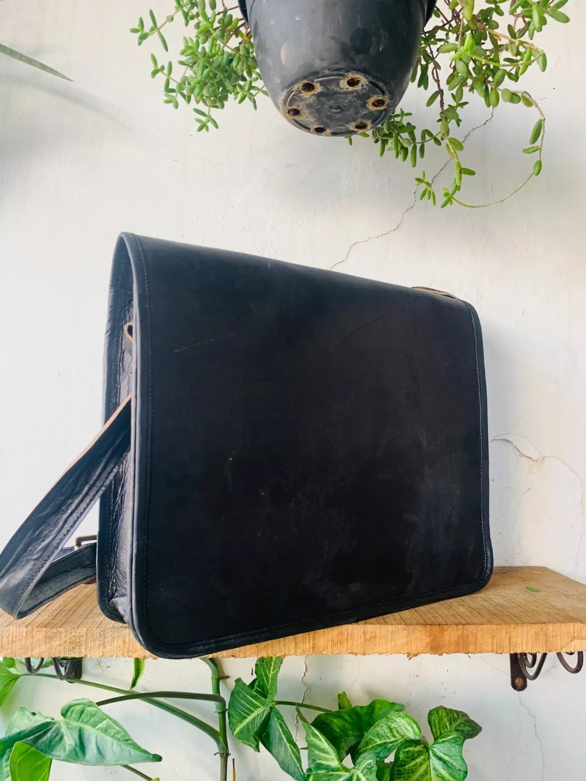 Bag Leather Laptop Goat Black Messenger Vintage Genuine Men’s Satchel Handmade