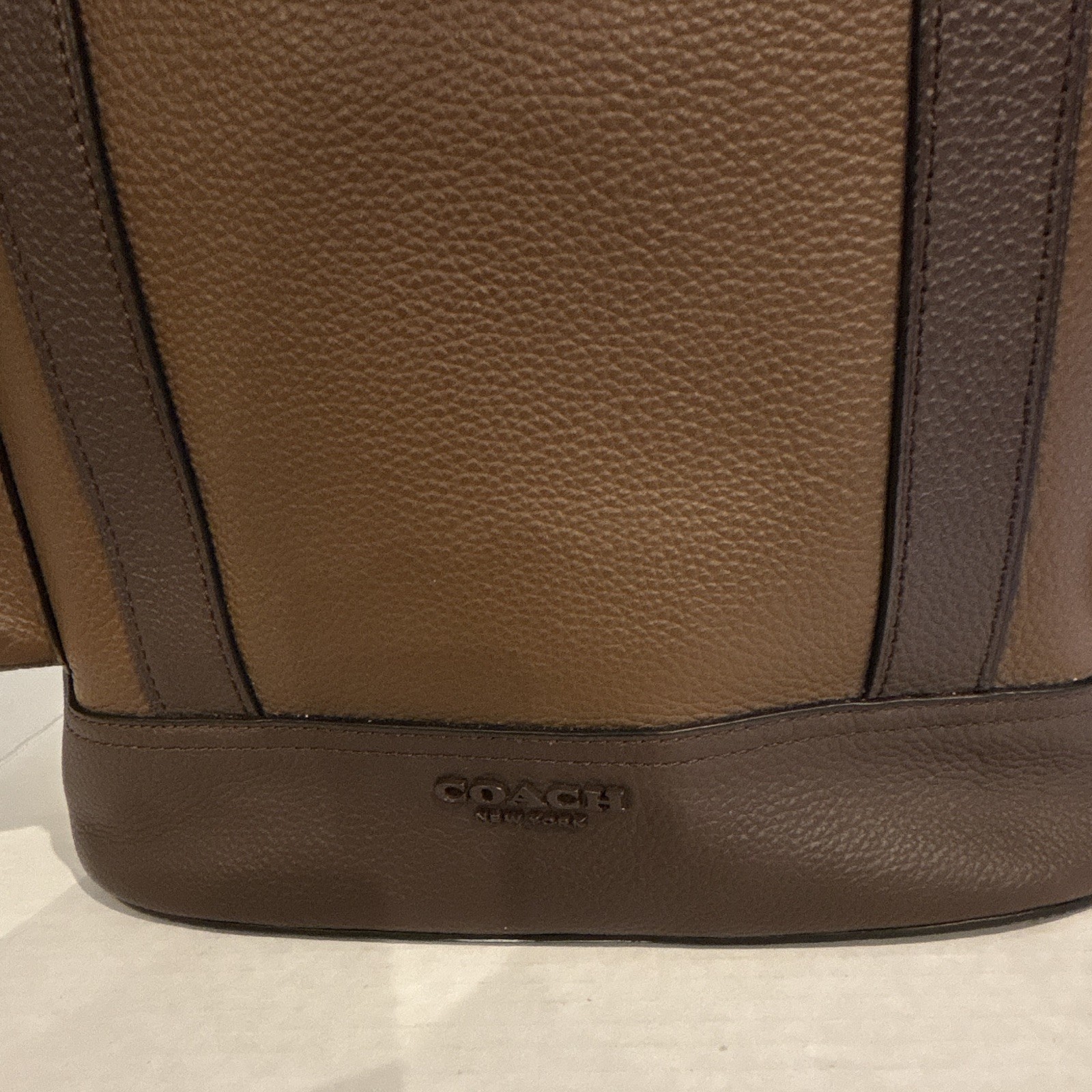 Coach Brown Drawstring Backpack w/ Buckle Flap, Adjustable Shoulder Strap