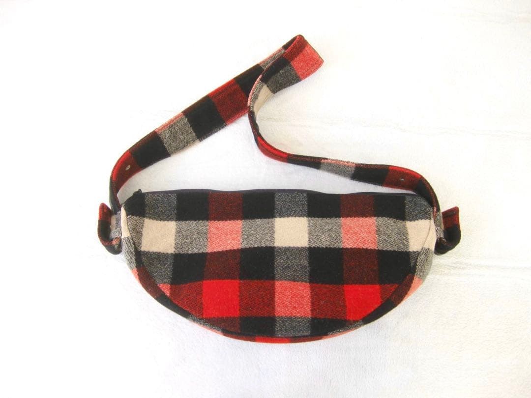 USA Johnson Woolen Mills Shoulder Bag Wool Check Pattern 42x22x18cm