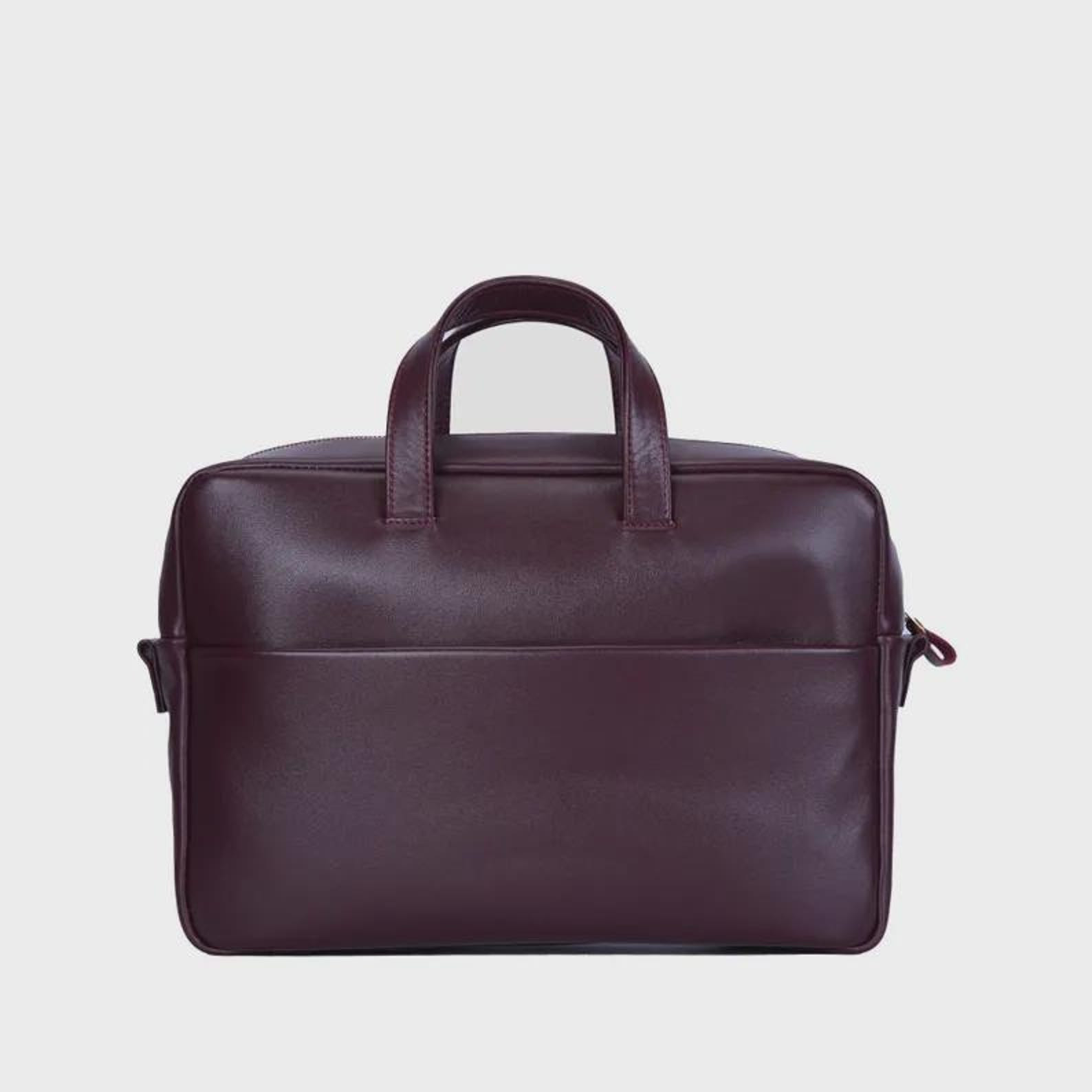 Deep Burgundy Leather Briefcase | Handmade Executive Work Laptop Bag