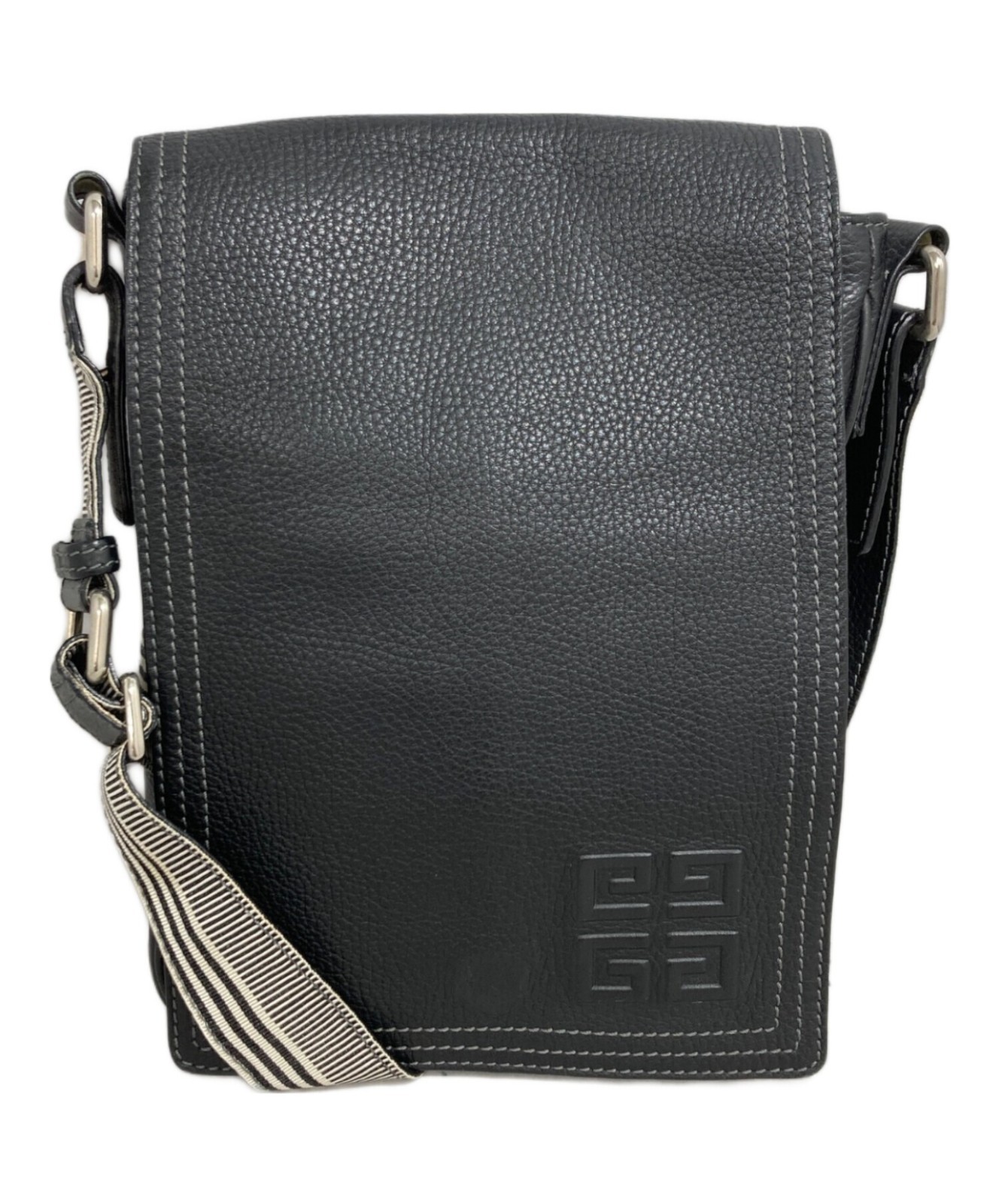 GIVENCHY Authentic Logo Embossed Shoulder Bag Black Crossbody Messenger Bag