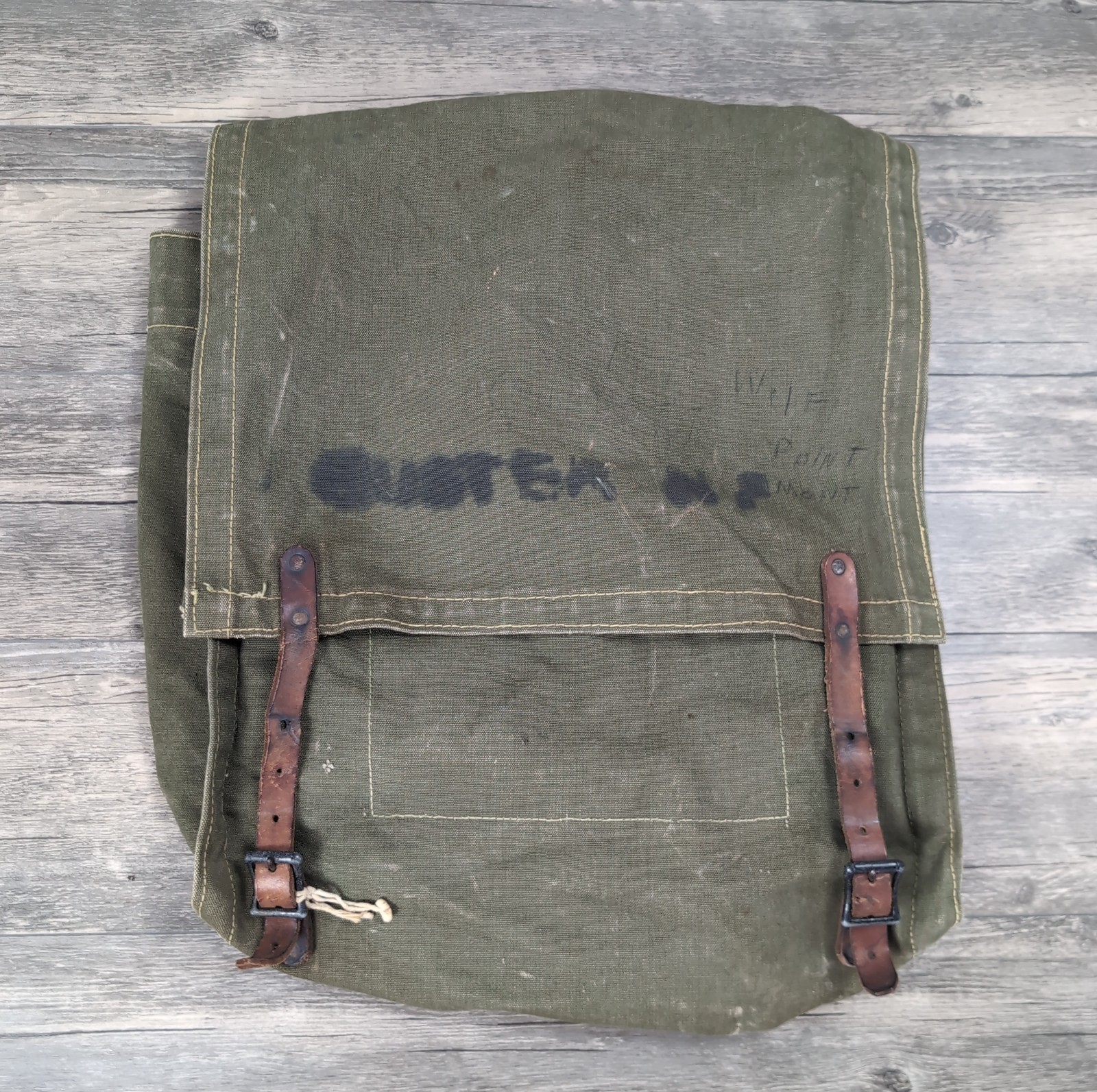 Vtg USFS Forest Service Olive Drab Canvas Leather Shoulder Bag Backpack Rucksack