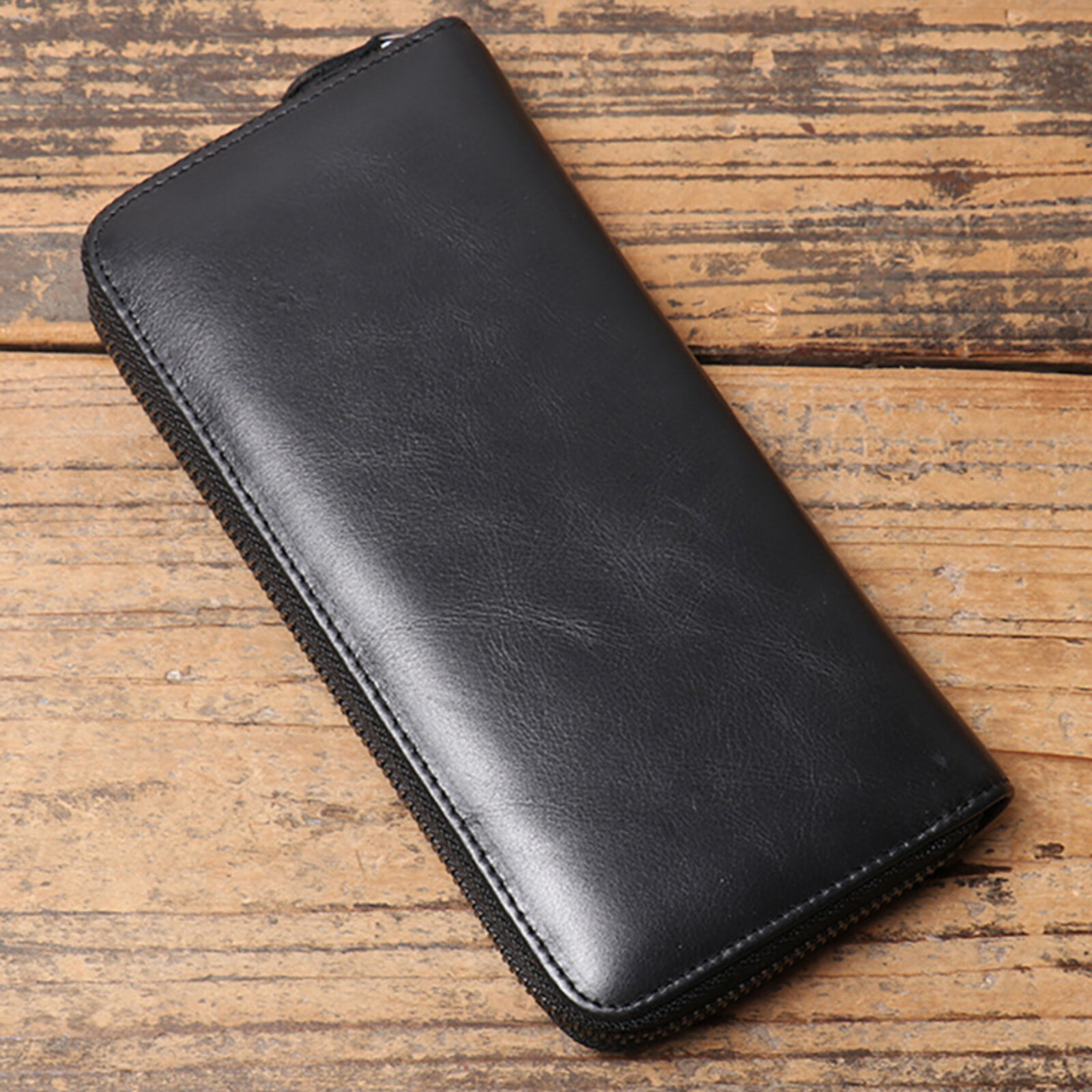 Mens Leather Zip Around Wallet RFID Blocking Long Card Holder Large Capacity