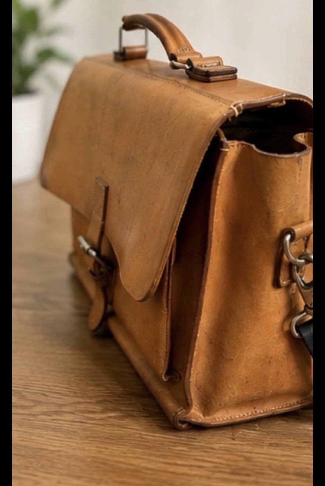 Vintage Genuine Leather Messenger Briefcase Satchel Laptop Bag Brown Unbranded