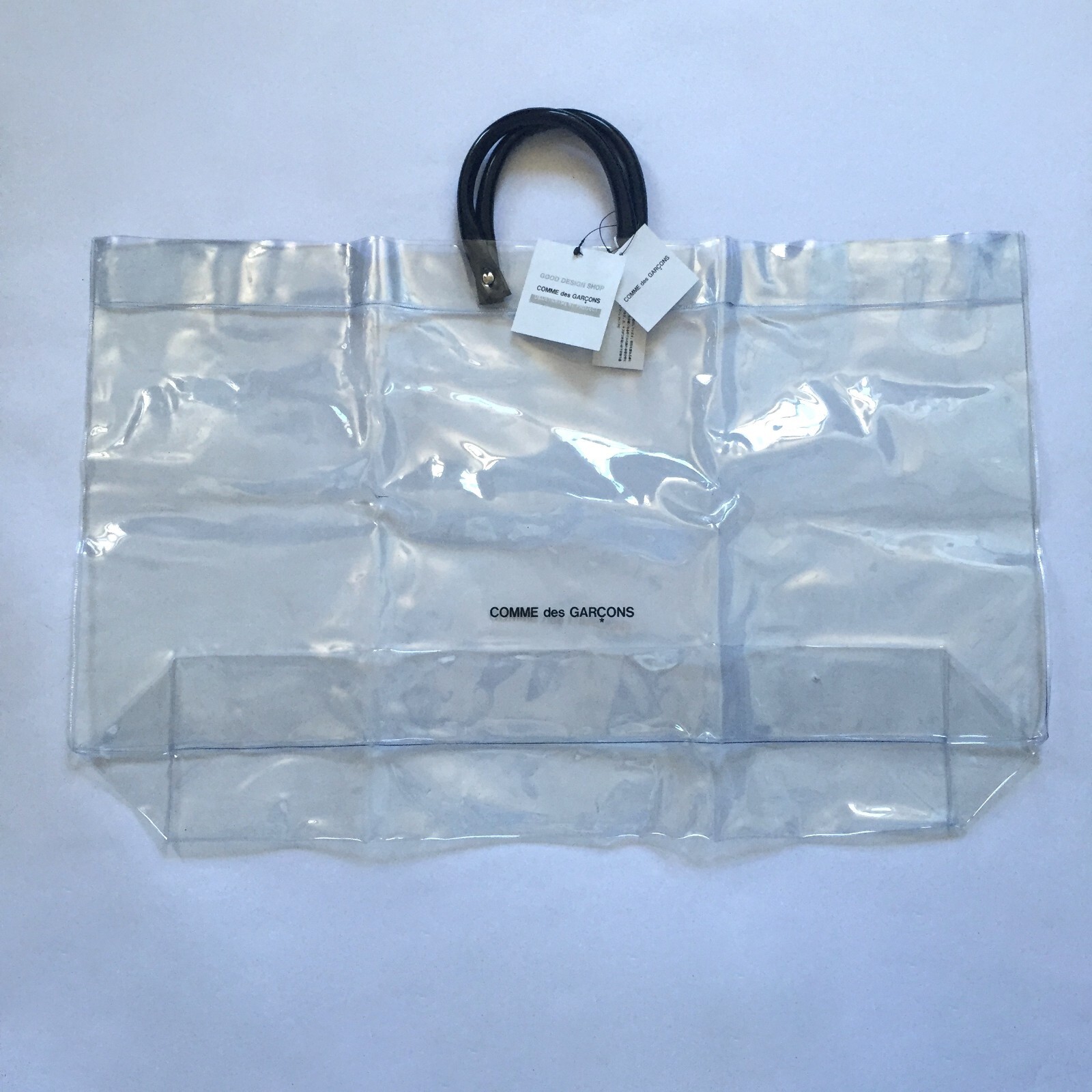 NWT Comme des Garcons CDG Good Design Shop Clear Logo Tote Bag Large AUTHENTIC