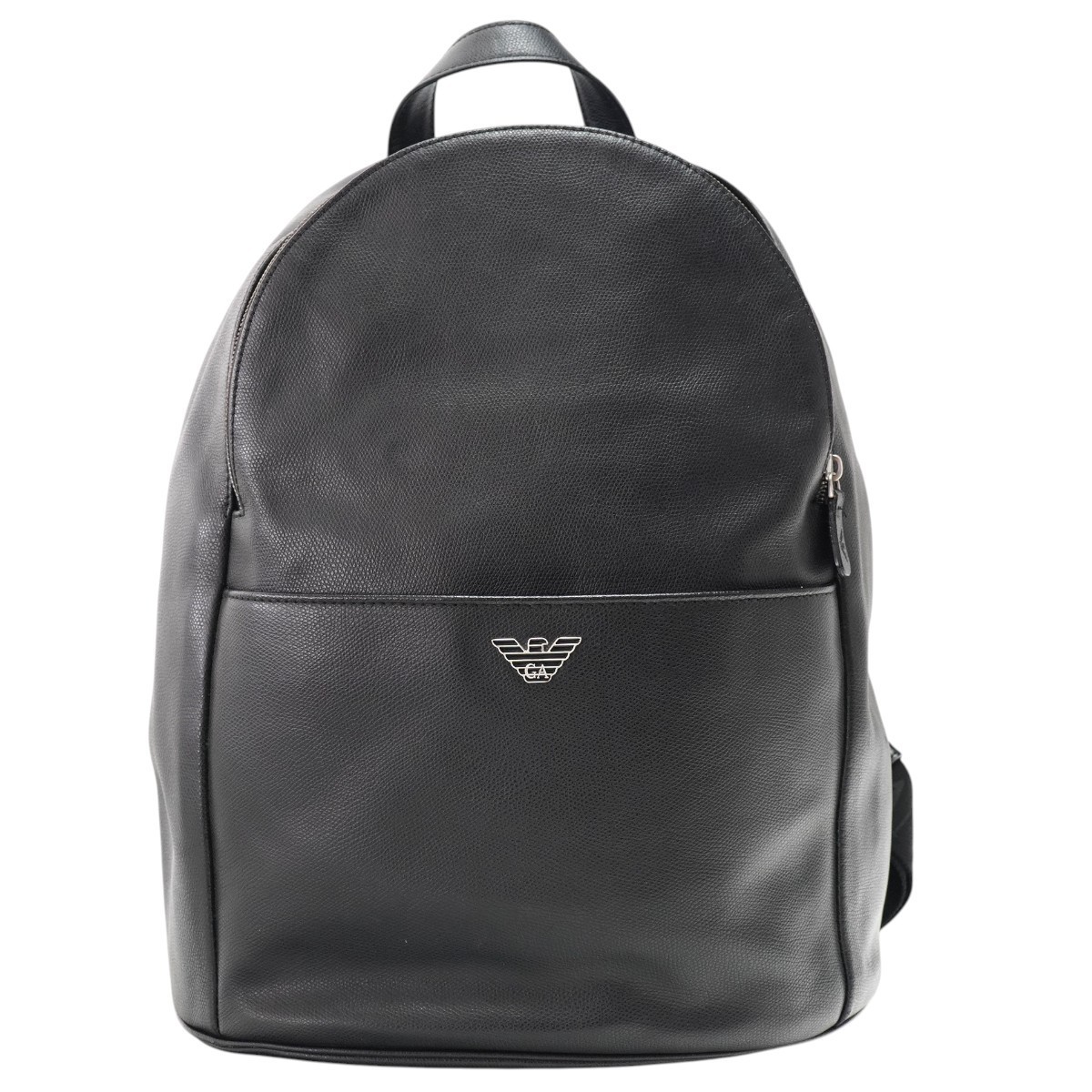 EMPORIO ARMANI Logo Plate Leather Backpack, Black K2606-k117