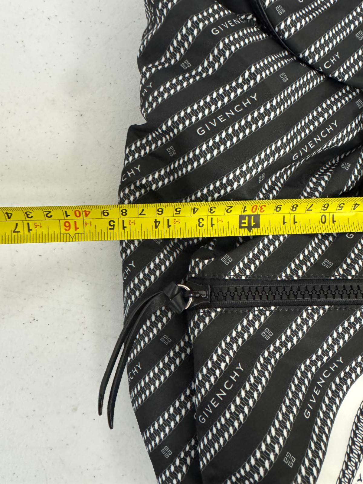 Givenchy Light 3 Chain Logo Print Two-tone Stripe Backpack Black White NWT