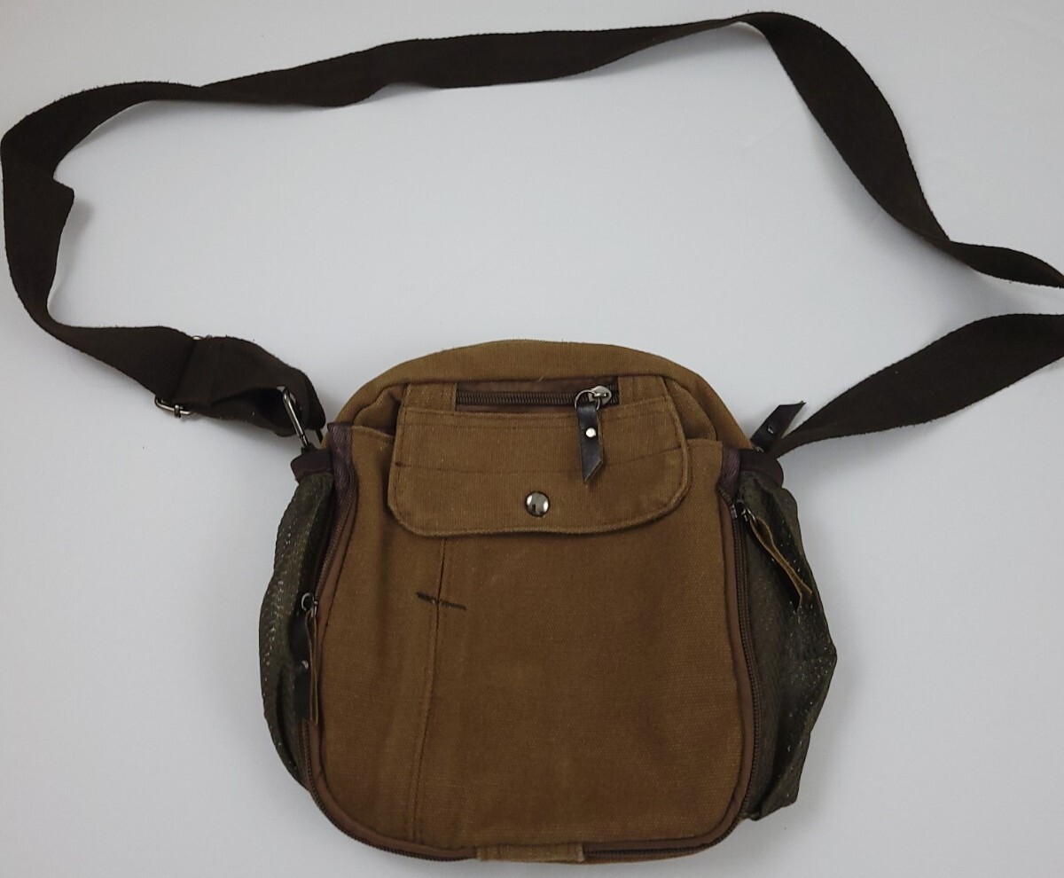 Vintage Canvas Shoulder Side Bag Tech Multi Pocket Travel Sport Cargo 90s Vtg