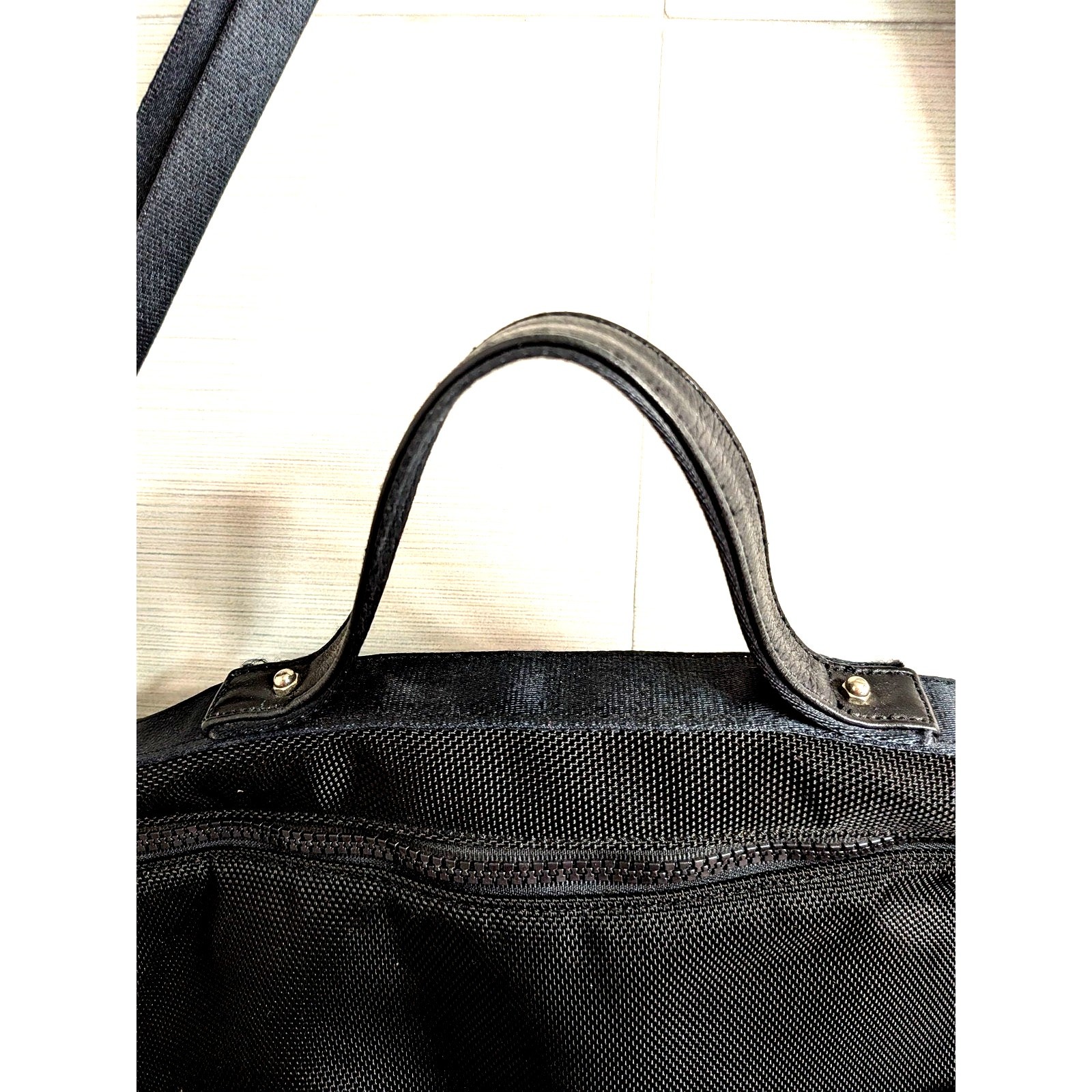 Cole Haan Canva Leather Black Messenger Bag Briefcase Laptop