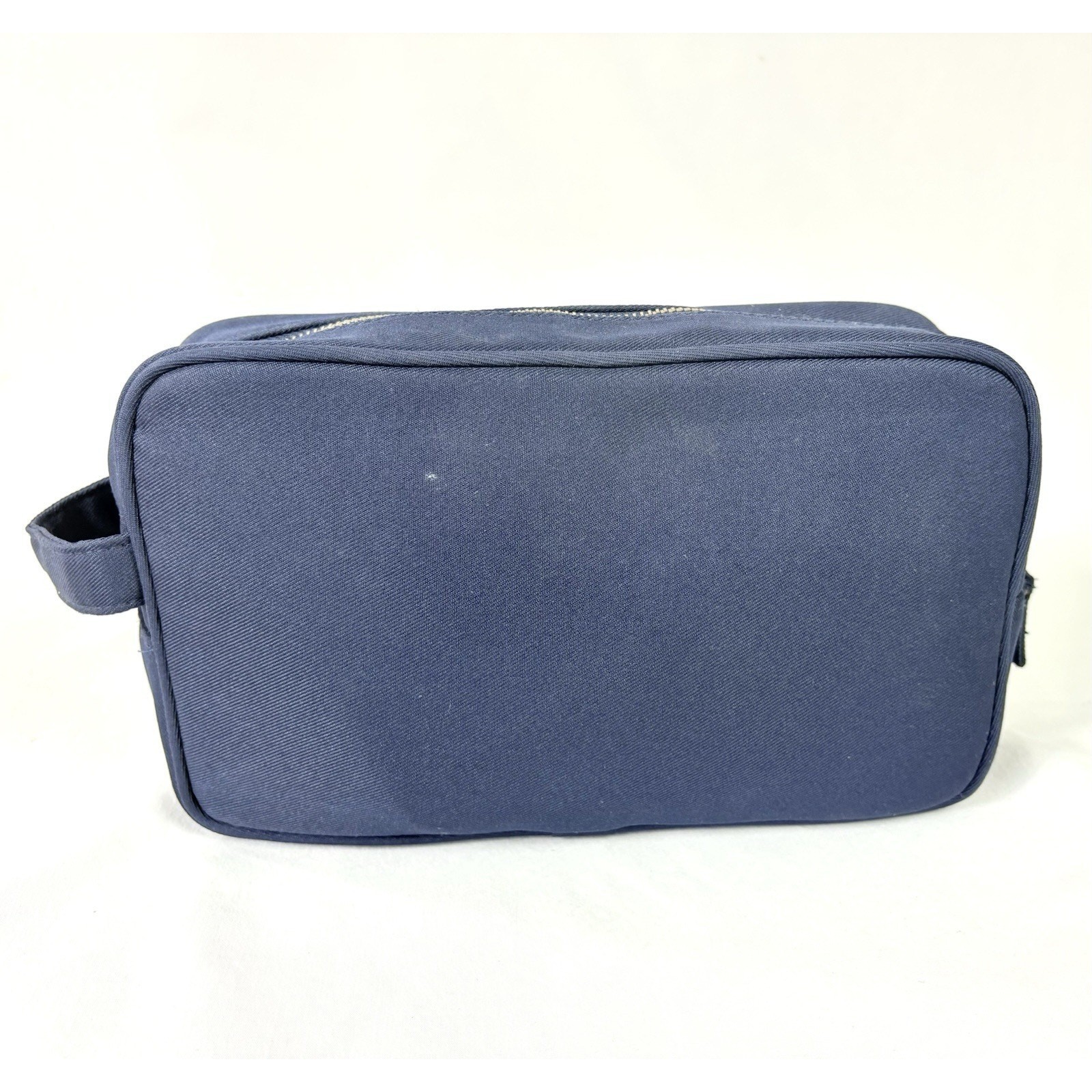 Authentic Prada Amber Homme Toiletry Travel Bag For Men Navy Blue Double Zipper