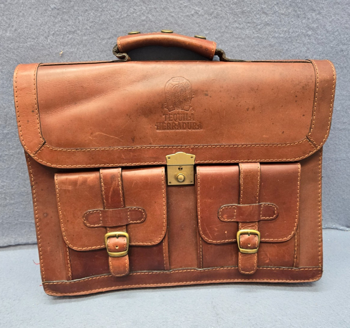Cypress Tequila Herrandura Locking Leather Briefcase w/Key No strap Vintage Rare