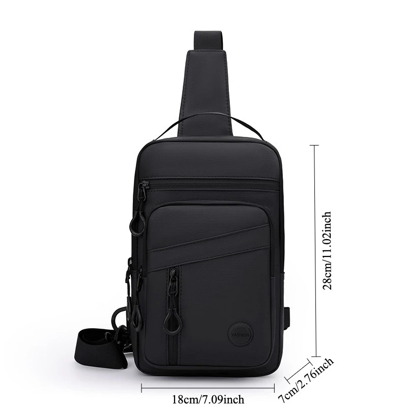 Soft Waterproof PU Leather Chest Bag Men Fashion Casual Sling Crossbody Shoulder